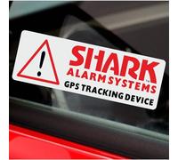5 x Shark GPS Vehicle Alarm Tracker Security Stickers Signs Car Van Truck Taxi Mini Cab Bus Coach Secure Protection Warning Notice Viper Deterrent Labels 87x30mm G7 INTERNAL
