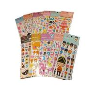 5 x Sheets Colourful Mixed 3D Style Decal re-usable Stickers for Craft Kids Scrap Books Birthday Cards - by Fat-Catz-copy-catz