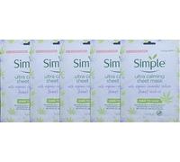 5 X Simple Biodegradable, Kind to Skin, Ultra Calming Sheet Mask 21ml - Stressed & Sensitive Skin