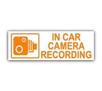 5 x Small in Car Camera Recording Stickers,Red Printed-CCTV Sign-Van,Lorry,Taxi,Bus,Mini Cab,Minicab-Security-Window,Tinted-Go Pro,Dashcam (Orange on White - External Application)
