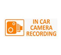 5 x Small In Car Camera Recording Stickers-See Colour Availability-Orange,Red or White Printed-CCTV Sign-Van,Lorry,Truck,Taxi,Bus,Mini Cab,Minicab-Security-Window,External,Tinted-Go Pro,Dashcam (Orange on Clear - Window Version)
