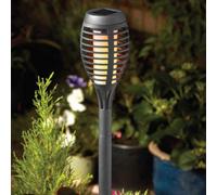 5 X Smart Garden Slate Grey Solar Party Flaming Torch Light Stake Lantern Led