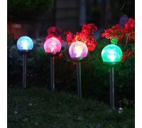 5 X Smart Garden Solar Colour Changing Rainbow Crackle Globe Orb Garden Lights
