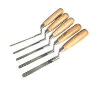 5 x Stainless Steel Finger Pointing Trowel Set - 6, 8, 10, 12, 14 mm Flat Stiff Tuck with Wooden Handle (S5FT)