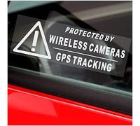 5 x Stickers Protected by Wireless Cameras and GPS Warning Security Signs Internal Window Car Van Camping Lorry Caravan Campervan 30x87mm White VC9
