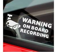 5 x Stickers Warning On Board Recording Signs Vehicle Security Detection CCTV Camera Car Van Truck Taxi Mini Cab Bus Coach 30x87mm WHITE onto CLEAR