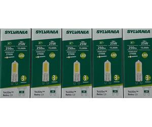 5 X Sylvania LED G9 2W WARM WHITE 250 LUMENS 2700K 15000 HOURS non dim 28476