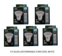 5 X Tcp Led Gu10 4.5W Dimmable 345 Lumens Cool White Lamp Downlight Spotlights