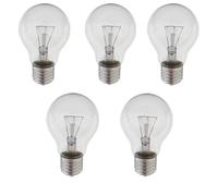 5 x Traditional 60W GLS Edison Screw (ES) Clear Light Bulbs 240V E27