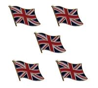 5 X Union Jack Lapel Pins - 2cm x 2cm British Flag Badge with Gold Trim - UK Flag Enamel Pins for Clothes, Hats, Backpacks, Events, and Collectors