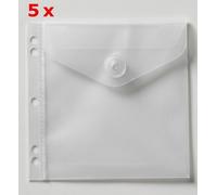 5 x USB Flash Drive 2 Compartment Sleeve with Filing Holes & Press Stud Flap
