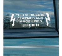 5 x V1 Stickers Alarm and Immobiliser Fitted White 30x87mm Lightning Design Internal Alarmed Immobilised Security Warning Window Signs Car Van Truck Caravan Motorhome Lorry Taxi Minicab Automobile