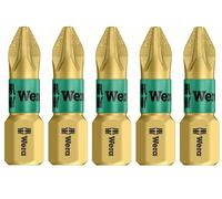 5 x WERA PZ1/Pozi 1 Bi-Torsion Diamond Coated 1/4" Hex Screwdriver Bit