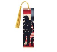 5 x Wooden Bookmarks with Tassels - American Military Soldiers