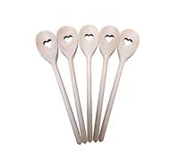 5 x Wooden Spoon Wood Spoons Turner Baking Tasting Cooking Heart Love 30 cm