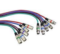 5 x XLR Mic - Audio Cables 3 Metre Tangle Resistant 5 Colour Lead Pack