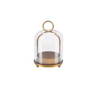 5"x7.5" Versatile Modern Metal Hurricane Lantern with Handmade Sturdy Glass Dome in Antique Brass for 3" Pillar Candle & Plants, Industrial, Farmhouse, Shabby Chic (Brass, 5"x7.5" for 3" Pillar)