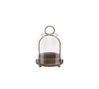 5"x7.5" Versatile Modern Metal Hurricane Lantern with Handmade Sturdy Glass Dome in Rustic Brown for 3" Pillar Candle & Plants, Industrial, Farmhouse, Shabby Chic (Brown, 5"x7.5" for 3" Pillar)