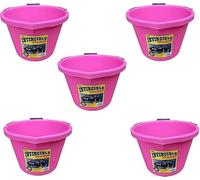 5 XAirflow Heavy Duty Invincible Builders Bucket - 3 Gallon/15 Litre - Strong Handle&Calibrated Markings - Multi-Purpose Mixing, Gardening,Farm&Construction Use-Pack of 1 to 5-Multi Colours_Pink