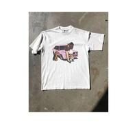 (5, XL) Kawaii Oversized Summer Trend Funny T-shirts Printed Versatile Pair of Cotton Y2k Casual Loose Tops New Simple Retro T-shirt