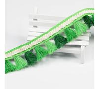 5 Yard 40mm/1.57 Inch Green Vintage Cotton Fringe Fringe Tassels Trim, Boho Long Fringe Trim, Sewing Fringe Trim for Drapery Curtain Pillow Carpet Lamp Fringe Crafts (Green-40mm)