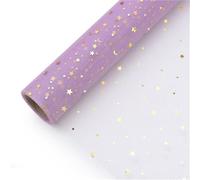 5 Yard Creative Star and Moon Sequin Flower Wrapping Paper Roll Soft Yarn Gift Wrapping Mesh(Purple)
