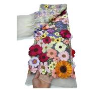 5 Yards 3D Three Dimensional Applique Embroidery Fabric Single Sided Positioning Full Length Lace Mesh Dress Accessories(1)