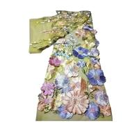 5 Yards 3D Three Dimensional Applique Embroidery Fabric Single Sided Positioning Full Length Lace Mesh Dress Accessories(17)