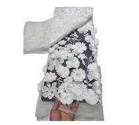 5 Yards 3D Three Dimensional Applique Embroidery Fabric Single Sided Positioning Full Length Lace Mesh Dress Accessories(7)