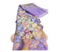 5 Yards 3D Three Dimensional Applique Embroidery Fabric Single Sided Positioning Full Length Lace Mesh Dress Accessories(13)