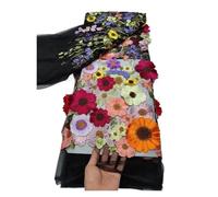 5 Yards 3D Three Dimensional Applique Embroidery Fabric Single Sided Positioning Full Length Lace Mesh Dress Accessories(4)