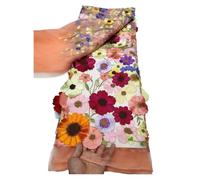 5 Yards 3D Three Dimensional Applique Embroidery Fabric Single Sided Positioning Full Length Lace Mesh Dress Accessories(6)