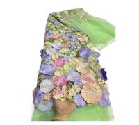 5 Yards 3D Three Dimensional Applique Embroidery Fabric Single Sided Positioning Full Length Lace Mesh Dress Accessories(16)