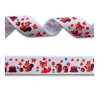5 Yards 4.57 metres Fox Squirrel Hedgehog Autumn Grosgrain Ribbon 25mm Wide, Ideal for Craft Projects, Scrapbooking, DIY Hair Bows, Present Wrapping etc.