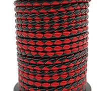 5 Yards 4mm Braided Leather Cords Round Leather Strap for Jewelry Making or Bolo Tie (Black Red Mixed)