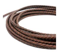 5 Yards 4mm Braided Leather Cords Round Leather Strap for Jewelry Making or Bolo Tie (Distressed Brown)