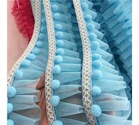 5 Yards 5.5cm Pom Pom Ball Fringe Trim Pom Pom Trim Ribbon Mini Pom Pom Tassel Pompom Trim Ball Fringe Ribbon Trimming Ribbon Sewing Lace Tassel Applique for Home Curtain Clothes Pillow (Blue)