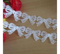 5 Yards Bowknot Butterfly Bow Lace Edging Trim Ribbon 3.5cm Width Vintage White Trimmings Fabric Butterfly Knot Embroidered Applique DIY Sewing Craft Wedding Dress Embellishment