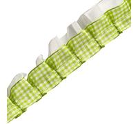 5 Yards Checkered Pleats Lace Trim Polyester, Fruit Green | Snow Gauze Fabric, Double Layer Polyester for Sewing and Dress Decoration, Garment Detail Work