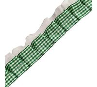 5 Yards Checkered Pleats Lace Trim Polyester, Green | Snow Gauze Fabric, Double Layer Polyester for Sewing and Dress Decoration, Garment Detail Work