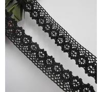 5 Yards Cotton Crochet Cluny Lace Edge Trim Ribbon 2.5 cm Width Vintage Black Edging Trimmings Fabric Embroidered Applique Sewing Craft Wedding Dress DIY Cards Clothes Hats Embellishment