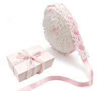 5 Yards Cute Pink Lace Ribbon, Bow Tie Pattern Elastic Lace Trim, Pink Ruffle Trim for Sewing, Gift Wrapping, Bouquet, DIY Crafts, Wedding Party Decoration