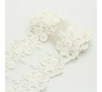 5 Yards Embroidered Daisy Lace Ribbon Lace Trim Embroidered Appliques Embellishment for DIY Jewelry Making Wedding Dress Accessories Gift Wrapping (White)