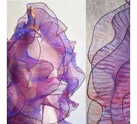 5 Yards Iridescent Ruffle Ribbon Pleated Chiffon Trim Dress Wedding Decoration Craft Sewing(Magic Rose Violet)