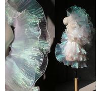 5 Yards Iridescent White Ruffle Ribbon Pleated Chiffon Trim Dress Decoration Jellyfish Craft Sewing (Iridescent White)