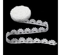 5 Yards Lace Ribbon, White Lace Trim 1.7cm Wide Vintage Crochet Laces Trim Scalloped Edge Lacework Ribbons for DIY Crafts, Bouquet, Sewing Making, Wedding, Wrapping, Decoration