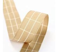 5 Yards/lot Plaid Polyester Colorful Ribbons for DIY Craft Bow Bouquet Packaging Sewing Accessories-Khaki