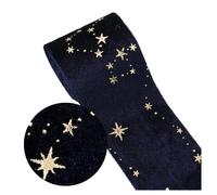 5 Yards Multi Sized Double-Sided Gold Star Dots Velvet Cloth Ribbons Hair Bow Cap DIY Clothing Accessories Party for Wrapping Wedding(5cm-01)
