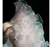 5 Yards Retro Ruffle Pleated Chiffon Trim Dress Bag Decoration Tulle Fabric Applique Trimming Craft Sewing (Iridescent White)