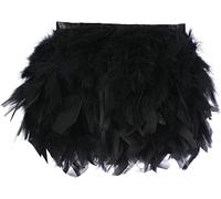 5 Yards Turkey Feathers Fringe Trim Width 4-6 inches for Crafts Clothing Decoration Craft Feather Fringe Trim Clothing Accessories (Black2)